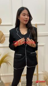 (BISA TAMBAH BORDIR)  JAS sekolah hitam lis putih / blazer jas almamater osis /jas pondok pesantren full furing