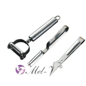 Peeler Stainless 3in1 Pengupas Buah dan Sayur Pisau Parutan Capit Serbaguna