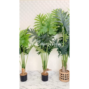 Pohon Artificial Tanaman Hias Daun Jari Jari Variasi T120 T140 T160 Latex + Cover Eceng Gondok Motif Hiasan Dekorasi Sudut Ruangan Aesthetic