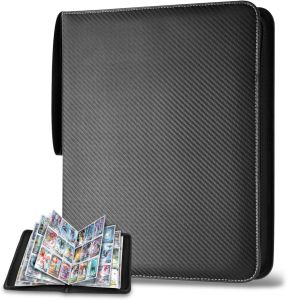 900 Pockets Card Binder Sleeves with Zipper Double Sided Pockets Card Holder Carry Card Case for TCG CCG Card Storage(Black)