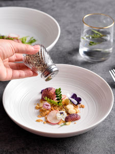 Japanese Style Ceramic Pasta Salad Plate Deep Dish White Western Dining Utensils Hotel Restaurant Home Use High End Feeling