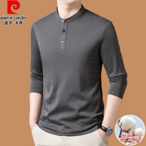 Áo Thun Nam Pierre Cardin 2025 Mùa Xuân Thu Tay Dài Lụa Cotton Thường Ngày Cổ Đứng Polo Sơ Mi Cổ Polo