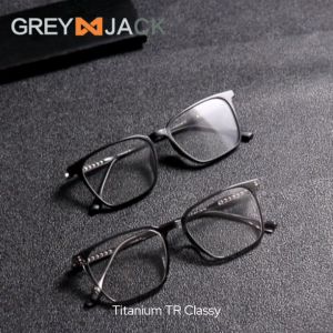 Grey Jack Kacamata Frame Bahan Titanium Model Kotak Style Bisnis Simple Ringan Kokoh Pria Wanita Bisa Minus 95011