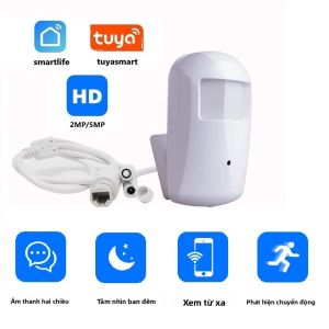 Tuya Mini WiFi IP Camera 2MP 5MP Cảm Biến Chuyển Động PIR Âm Thanh 2 Chiều Giám Sát An Ninh Bí Mật Tầm Nhìn Ban Đêm Giám Sát Vô Hình Trong Nhà