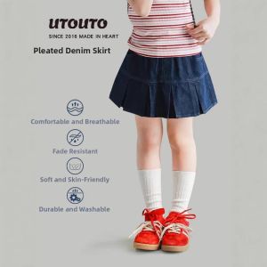 Pleated Jeans Skirt Pants for Girls Summer Fashion