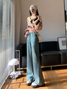 High Waist Loose Fit Bell Bottom Blue Jeans WomensAutumn Winter Bell Shape Leggings Casual Breathable Abrasion Resistant