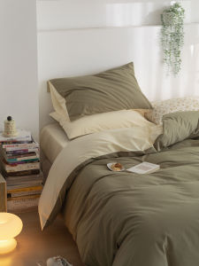 Nordic Luxury Pure Cotton Brushed Four-Piece Bedding Set Simple Double Match Full Cotton Bed Sheet Cover Duvet Cover 1.8m Autumn Winter Bed Canopy Kit