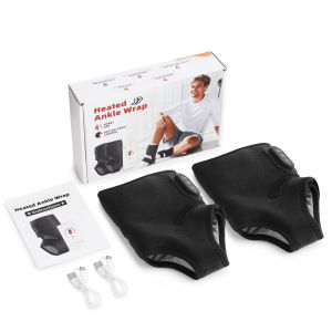 Hailicare | Heated Ankle Wrap Massager Electric Foot Massage Machine 3 Vibration Speeds App Control Cordless 3000mAh Men and Women