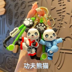 Gantungan Kungfu Panda gantungan kunci gantungan kunci tas sekolah liontin Keychain Panda Beruang 3D