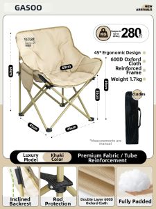 GESHU | Outdoor Portable Folding Chair for Camping Fishing Picnics Beach With Extra Padding