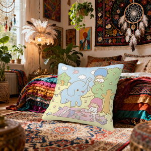 Sanrio | Sanrio Little Twin Stars Pillow Covers Cartoon Sofa Decorative Home Double-sided Printing Short Plush Cushion Cover