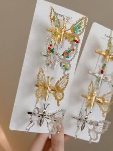 Jepit Rambut Kupu Kupu Gerak 3D Jepitan Butterfly Gold Silver Aksesoris Rambut Hello Girl JPT27