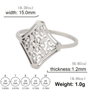 Skyrim Vintage square filigree stainless steel womens elegant charm bohemian style ring anniversary commemorative jewelry gift