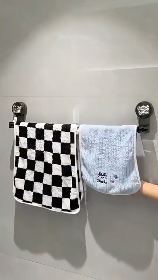 Suction cup towel rack - stainless steel adjustable telescopic rod wall mounted rotating towel rack