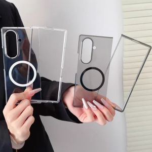 Transparent Ultra Thin Magnetic Phone Case for Samsung Galaxy Z Fold 7 6 5 4 3 for Magsafe Wireless Charge Protect Cover Funda
