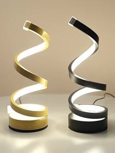 Modern Minimalist Spiral Desk Lamp Wire Controlled Three Color LED Ambient Light Suitable for Bars Cafes Bedrooms and Rooms