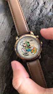 đồng hồ si Nhật Mickey mouse có nhạc của Disney size mặt 34mm dây da độ mới cao