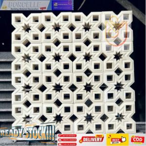 roster beton minimalis anti tampias/varian motif warna putih abu merah/hiasan dinding/dekorasi rumah