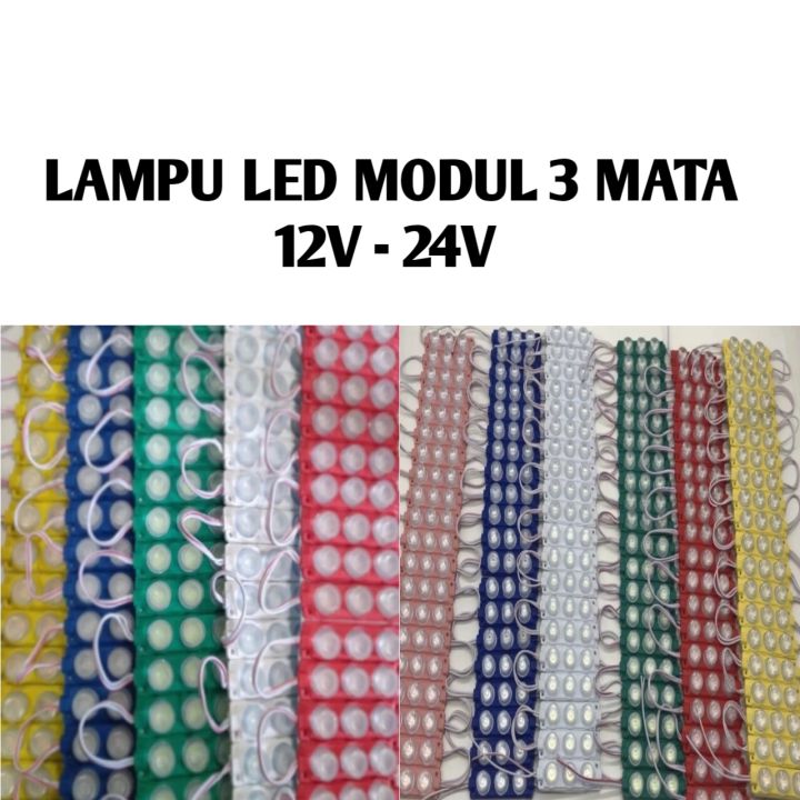 Lampu LED Modul Module Strip Cob 3 Mata Titik Besar 12V 24V 3 Watt ...