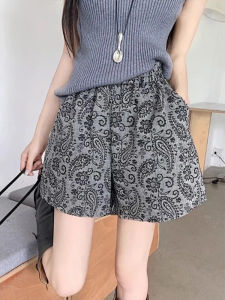 Quần Short Nữ Cạp Cao Mùa Hè Thường Ngày Năm Mảnh Quần Áo Dệt Kim Thoáng Khí Thoải Mái Quần Áo Làm Việc Mùa Hè