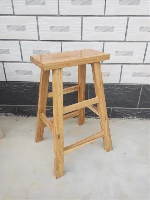 Rustic Wooden High Stool Bar Counter Stool Dining Table Stool Low Stool Wood Stool Counter Stool Artistic Modern Style