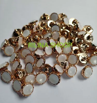 100 Pcs KANCING Baju JAMUR DATAR LIST GRIGI BUNGA GOLD SILVER
