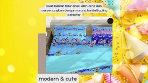 Sarung Bantal Dan Sarung Guling Motif anak karakter Katun Disperse