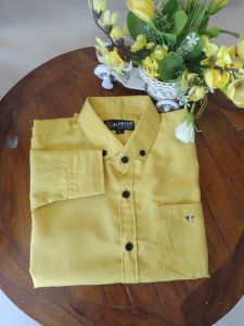 KEMEJA AYAH DAN ANAK POLOS WARNA KUNING LEMON PREMIUM