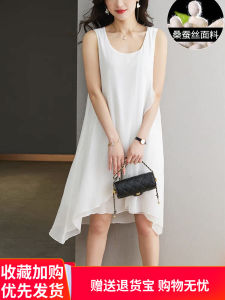 Silk Strapless Midi Dress Women Summer Loose Inner Wear Sleeveless Vest Skirt  Silk Fairy A-Line Skirt Korean Style