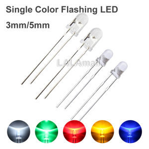 100 cái/lốc F3/3mm F5/5mm một màu tự động nhấp nháy dẫn hạt đỏ/xanh/vàng/xanh/trắng Điốt phát quang