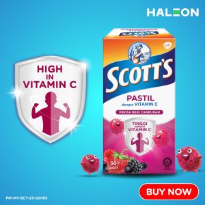 [Value Pack] Scott’s Vitamin C Pastilles for Iron Absorption Children Supplement Orange flavour (2 x 50s)