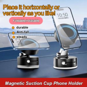 ⚡【Wont fall off even if shaken hard】 Double-sided suction cup magnetic mobile phone holder/Magnetic Vacuum Suction Cup Phone Holder Folding Swivel Stand Double Sided Magnetic Phone Holder 真空磁吸手机支架