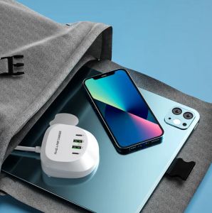 T3P+ Multiple Fast Charge 40W Portable USB C PD+QC 4-Port Charger Safe Charging with LED Light Indicator US Plug