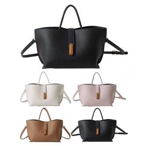 Women Simple Crossbody Bag PU Leather Fashion Top-Handle Bag Adjustable Strap Vintage Tote Handbag Ladies Commute Bag