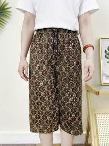 GZ Store กางเกงขาสั้นลายไทย ผ้าหนังไก่ เป็นเอวยางยืด เอวกางเกงมีเชือกผูกรูดได้ สินค้าพร้อมส่งจากไทย QC-ZK7001