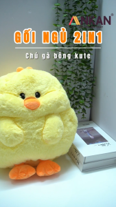 Gối Mền Văn Phòng 2in1 Hình Gà Vàng ANKAN - Gối Ôm Đa Năng Kèm Chăn Chui Trong Siêu Mềm Tiện Lợi Đi Du Lịch Tàu Xe