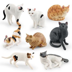 Artificial Kids Cognitive Pet Cat Model Calico Cat Orange Tabby Cat Black Spot Sitting Cat Side Lying Spot Cat Ornaments Toy
