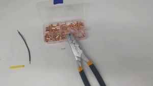 250pcs GT Copper Connecting Pipe Wire Joint Small Copper Tube Terminal Cable Lug Bootlace Ferrule Kit with Crimping Pliers