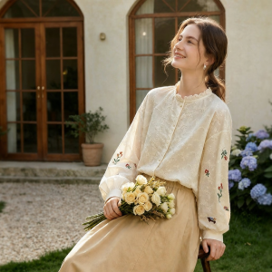 INMAN | French Lace Ruffle Collar Puff Sleeve Blouse