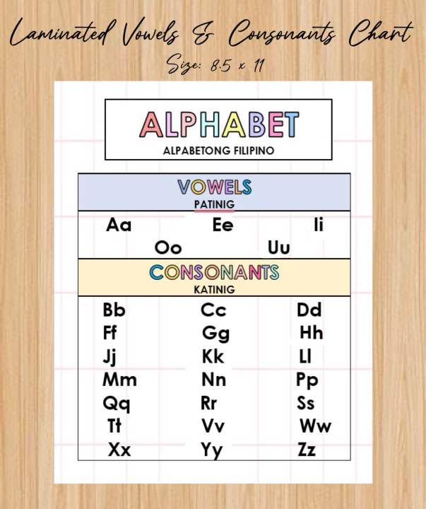 Laminated Vowels and Consonants Chart | Lazada PH
