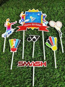 Cake topper badminton happy birthday