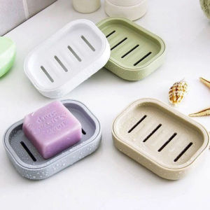 Double Layer Square Soap Dish with Cover Plastic Drain Soap Box Household Bathroom Travel Simple Portable Creative Storage