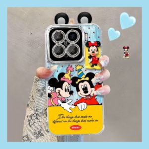 New Womens Style Xiaomi Phone Case Summer Edition Full Cover Lens Film Feathers 14/13 pro Redmi K80/70 Cute Mickey Minnie Figure Note14 pro Couple K60