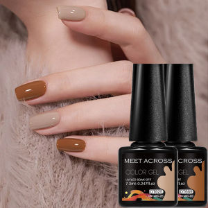 2pc Maillard Style Gel Polish Set - Toasted Brown & Caramel Nude Colors Warm Autumn Nail Art Kit for Women