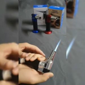 Large windproof refillable jet torch lighter with safety lock adjustable small torch lighter for kitchen outdoor barbecue baked goods moxa quick ignition tool
