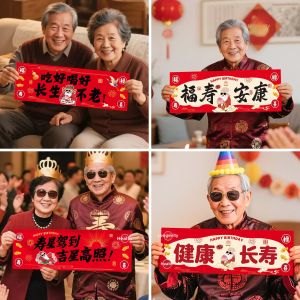 XIHUDIE | Longevity Birthday Decoration Red Banner