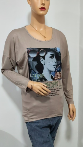 kaos atasan wanita lengan panjang dewasa kekinian motif wanita fashion gambar sablon 3d