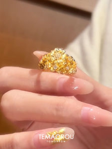 Non-Fading Golden Sand Gold Ring for Women New Style Chinese Ethnic Style Floral Design Finger Ring Fashion Jewelry Accessory