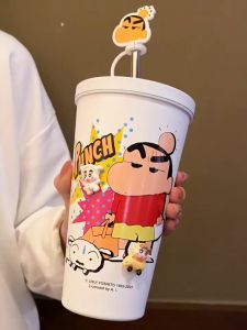 แก้วชินจัง 600ml เก็บความเย็น กระติกน้ำร้อน 304  ถ้วยสแตนเลส พกพาสะดวก ถ้วยกาแฟ น่ารัก สีสดใส