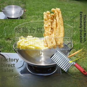 Stainless Steel Oil Drain Rack Fried Dough Pancake Oil Fry Net Control Oil Drainage Tool Kitchen Cooking Utensils Oil Strainer